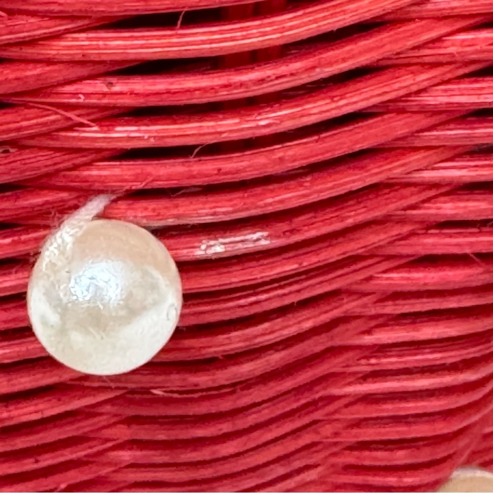 Kate Spade x Target Pearl Embellished Strawberry Wicker Bucket Bag Nwt Handbag - Picture 7 of 15